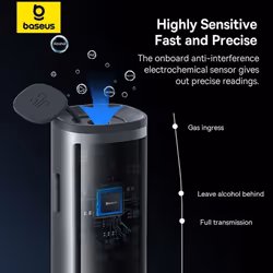 Baseus Alcohol Tester Professional Breathalyzer Alcotest With LED Display Dual Mode Switch For Alcohol Meter Tester Alcohol Detector - gray