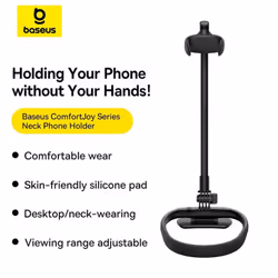 Baseus Flexible Universal Neck Phone Holder Hanging Neck Lazy Necklace Cell Phone Desk Mount Bracket for 5.4-6.7 Inches Phone