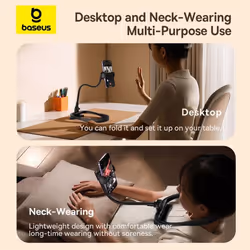 Baseus Flexible Universal Neck Phone Holder Hanging Neck Lazy Necklace Cell Phone Desk Mount Bracket for 5.4-6.7 Inches Phone