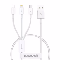 Baseus Superior Series Fast Charging Data Cable USB to M+L+C 3.5A - white, 0.5m