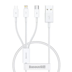 Baseus Superior Series Fast Charging Data Cable USB to M+L+C 3.5A - white, 0.5m