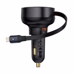 Baseus Enjoyment Pro 55W Car Charger U with Retractable Type-C Cable - USB+iP, 66W