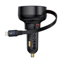 Baseus Enjoyment Pro 55W Car Charger U with Retractable Type-C Cable - USB+iP, 66W