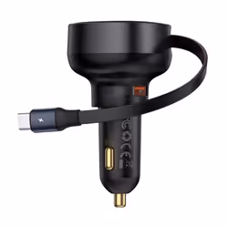 Baseus Enjoyment Pro 55W Car Charger U with Retractable Type-C Cable - USB+Type-C, 66W