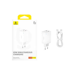 Baseus GAN6 65W ADPTR + 100W C KBL-BYZ mobile device charger PDA, Tablet, Telephone White AC Auto