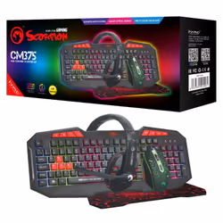 Marvo CM375-UK, Wired, USB, Membrane, QWERTY, LED, Black