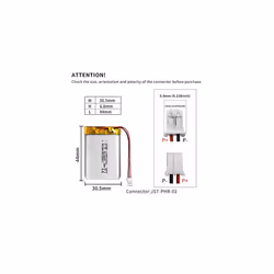 Lithium Polymer battery 3.7V 820mAh 653042 Lipo Rechargeable Battery Pack with wire JST Connector for Bluetooth Speaker and Solar Lights-confirm