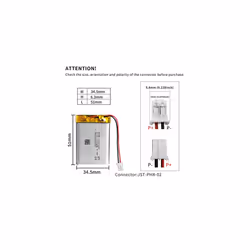 Lithium Polymer battery 3.7V 1100mAh 603449 Lipo Rechargeable Battery Pack with wire JST Connector-confirm device & connector polarity before purchase
