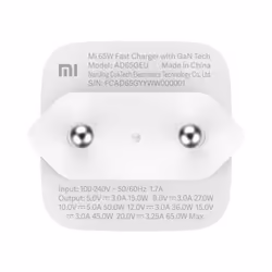 Xiaomi Mi 65W Fast Charger with GaN Tech, Indoor, AC, 20 V, 3.25 A, White