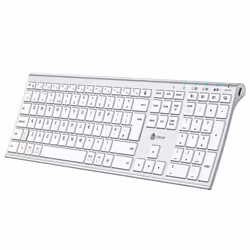 Wireless Keyboard, USB-C Rechargeable Bluetooth Keyboard, Multi-Device Stainless Steel Full Size Keyboard for Mac, Bluetooth ...