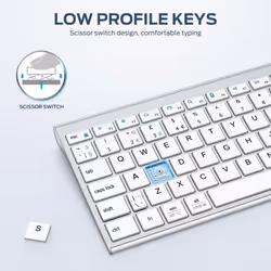 Wireless Keyboard, USB-C Rechargeable Bluetooth Keyboard, Multi-Device Stainless Steel Full Size Keyboard for Mac, Bluetooth 5.1 up to 3 Devices,