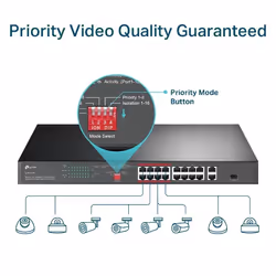 TP-Link 16-Port 10/100 Mbps + 2-Port Gigabit Rackmount PoE Switch with 16-Port PoE+ - Additional view 6