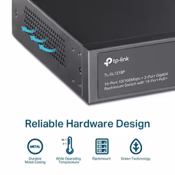 TP-Link 16-Port 10/100 Mbps + 2-Port Gigabit Rackmount PoE Switch with 16-Port PoE+ - Additional view 8