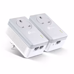 TP-Link AV600 2-port Passthrough Powerline Starter Kit, 600 Mbit/s, IEEE 802.3, IEEE 802.3u, Fast Ethernet, 10,100 Mbit/s, Ho ...