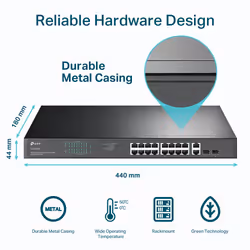 TP-Link 18-Port Gigabit Rackmount Switch with 16 PoE+ - Additional view 7