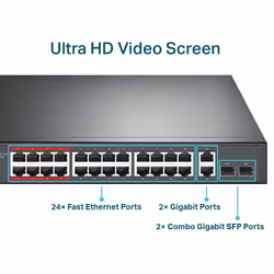 TP-Link 24-Port 10/100Mbps + 2-Port Gigabit Unmanaged PoE+ Switch - Additional view 5