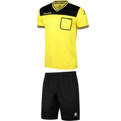 Kelme Mens Short Sleeve Sports Football T-Shirt Shorts Referee Set Kit - S, Yellow