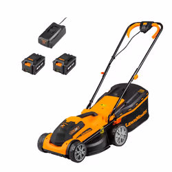 MX 24V 34cm Cordless Lawnmower Plus Spare Battery, MX 24V 4.0Ah Lithium Ion Battery and Fast Charger - With Rear Roller (34cm ...