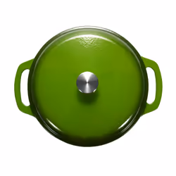 Amazon Basics Cast Iron Dutch Oven Pot with Lid  Enameled  Round  Dual Handles  Heavy-Duty  Small  4.3-Quart  Green