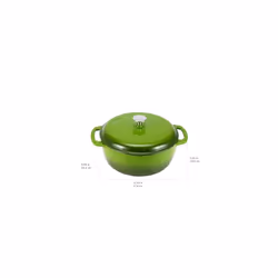 Amazon Basics Cast Iron Dutch Oven Pot with Lid  Enameled  Round  Dual Handles  Heavy-Duty  Small  4.3-Quart  Green