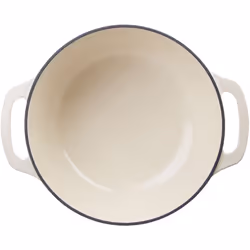 Amazon Basics Cast Iron Dutch Oven Pot with Lid  Enameled  Round  Dual Handles  Heavy-Duty  Small  4.3-Quart  White
