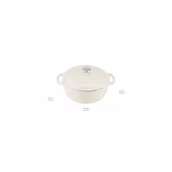 Amazon Basics Cast Iron Dutch Oven Pot with Lid  Enameled  Round  Dual Handles  Heavy-Duty  Small  4.3-Quart  White