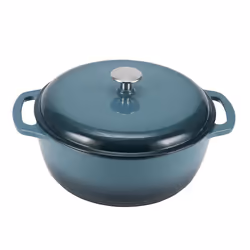 Amazon Basics Cast Iron Dutch Oven Pot with Lid  Enameled  Round  Dual Handles  Heavy-Duty  Large  7.3-Quart  Gray