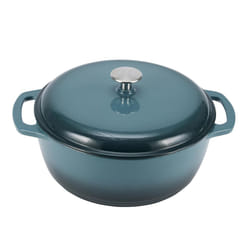 Amazon Basics Cast Iron Dutch Oven Pot with Lid  Enameled  Round  Dual Handles  Heavy-Duty  Large  7.3-Quart  Gray