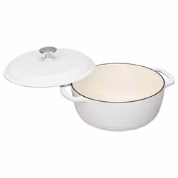 Amazon Enamelled Cast Iron Round Dutch Oven, 6.9 L, Matte White