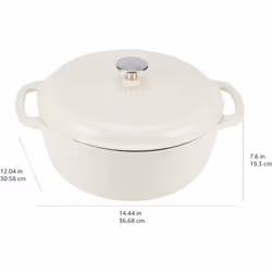 Amazon Enamelled Cast Iron Round Dutch Oven, 6.9 L, Matte White
