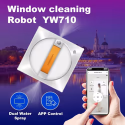 Robot Window cleaner LIECTROUX YW710 ,Dual Water Spray,Smart Memory,High Vacuum Suction, Laser Sensor, Home Wall Glass Cleaning Robot - white, APP