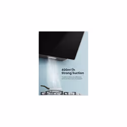 60cm Angled Cooker Hood ANGJ64B60 Tempered Glass Extractor Hood with Touch Screen LED and Recirculating Ducting System Wall Mounted Extractor Fan