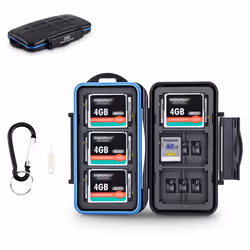 JJC SD Micro SD CF TF Memory Card Case Holder Storage 6 CF & 12 SD & 18 Micro SD Card Water-Resistant and Shockproof