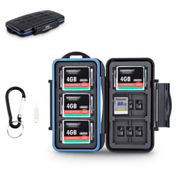 JJC SD Micro SD CF TF Memory Card Case Holder Storage 6 CF & 12 SD & 18 Micro SD Card Water-Resistant and Shockproof
