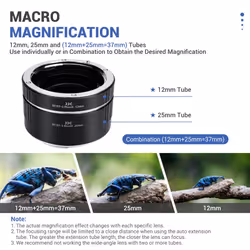 JJC EF EF-S Mount Auto Focus Macro Extension Tube Set for Canon Rebel T8i T7i T6s T6i T5i T7 T6 SL3 SL2 EOS 90D 80D 77D 70D 60D 6D Mark II 5