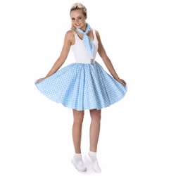 Women's 50s light blue polka dot costume - S