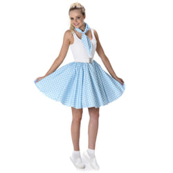 Women's 50s light blue polka dot costume - S