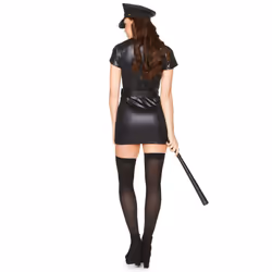 Sexy black vinyl policewoman costume for women - S