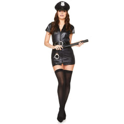 Sexy black vinyl policewoman costume for women - M