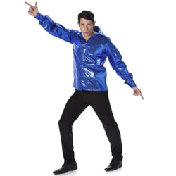 Men's blue sequin disco shirt - M