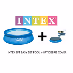 Intex 8ft x 24in Swimming Pool INFLATEABLE PADDLING ROUND & DEBRIS COVER 244CM