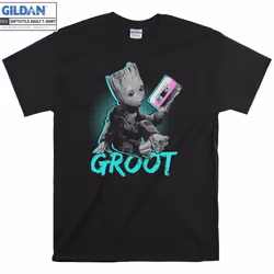 Baby Groot Love Music Cute Face T-shirt - M
