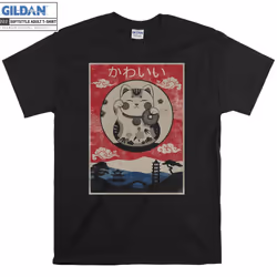 Anime Vintage Kawaii Cat Anime T-shirt - XXL