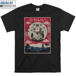 Anime Vintage Kawaii Cat Anime T-shirt - XXL