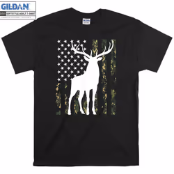Deer Camouflage USA Flag T-shirt - L