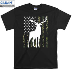 Deer Camouflage USA Flag T-shirt - L