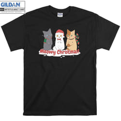 Meowy Christmas Cat Lover T-shirt - M