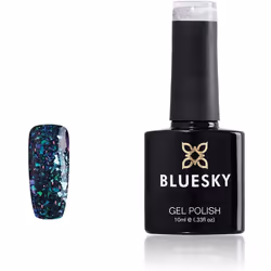 Bluesky Gel Nail Polish, Galaxy 08, Twilight Zone, Clear Coat with the Galaxy Colored Flakes, Glitter, 10ml (Requires Curing  ...