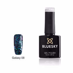 Bluesky Gel Nail Polish, Galaxy 08, Twilight Zone, Clear Coat with the Galaxy Colored Flakes, Glitter, 10ml (Requires Curing Under UV LED Lamp)