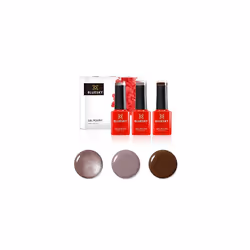 Gel Nail Polish Set, Chocolate Box, Faux Fur 80538, Satin Robe Qxg313, Mocha A008, 3 x 5 ml, Brown, Glitter, Dark (Requires C ...